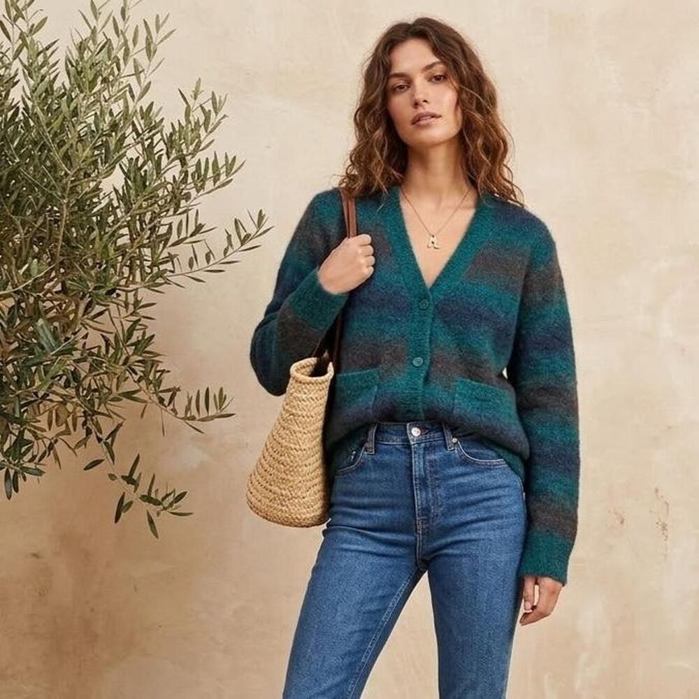 Original-use Women's Green and Blue Cardigan